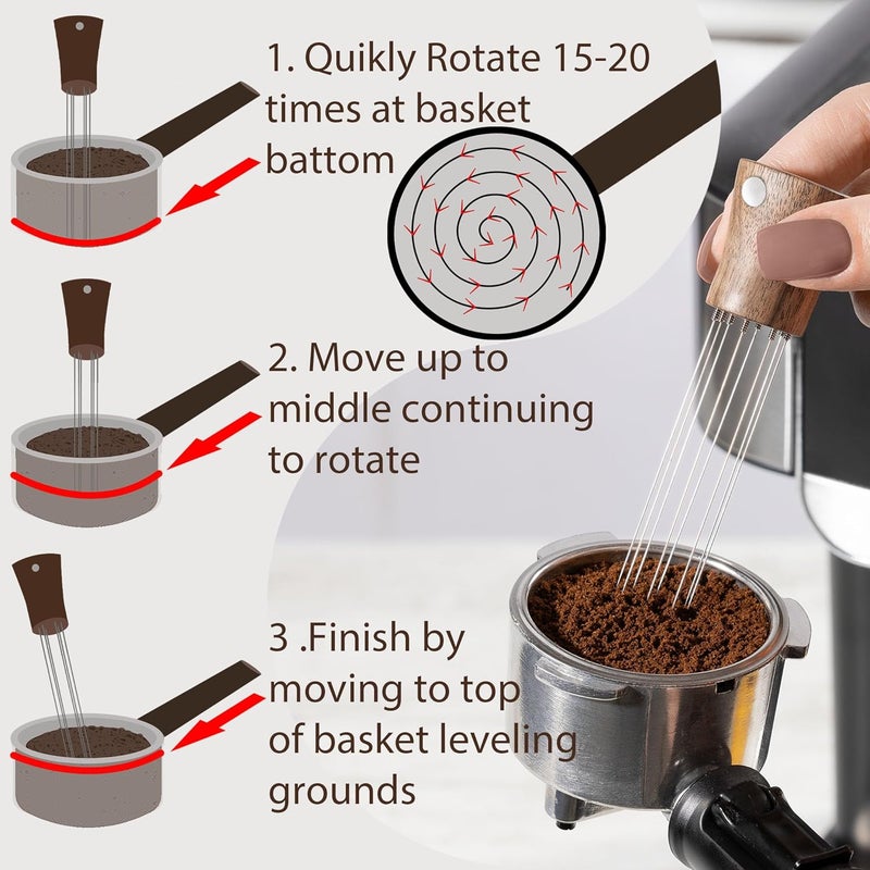 CREATMOR WDT Tool Espresso Stirrers - Coffee Distributor Barista Tools - Espresso Needle Distribution Tool for Coffee Accessories Kit - Walnut Wood Gifts for Coffee Lovers (Large) - Image 3